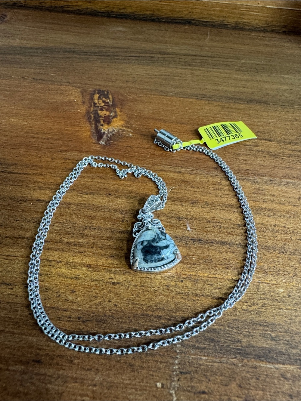Silver 925 Austrian Pinolith Teardrop Pendant Necklace